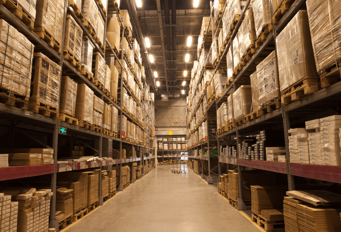 A warehouse that has been automated to increase efficiency and reduce human errors. 